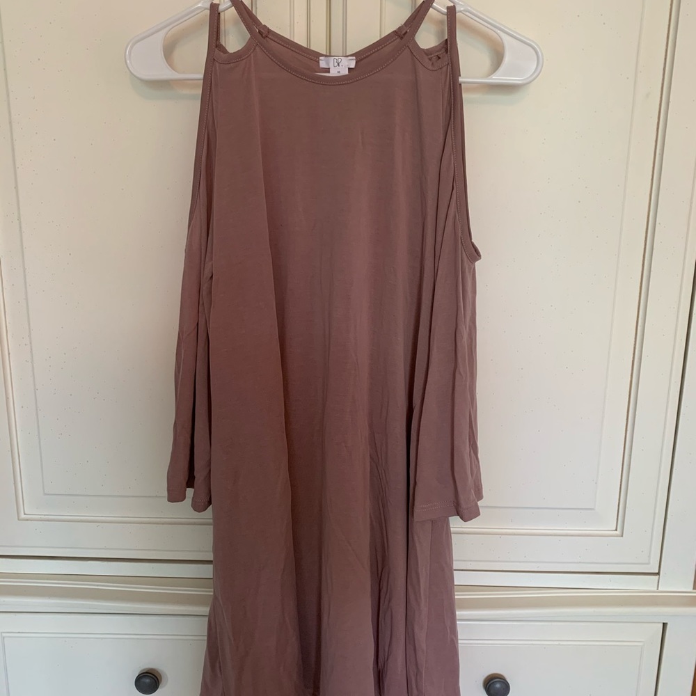 Dusty rose cold shoulder dress